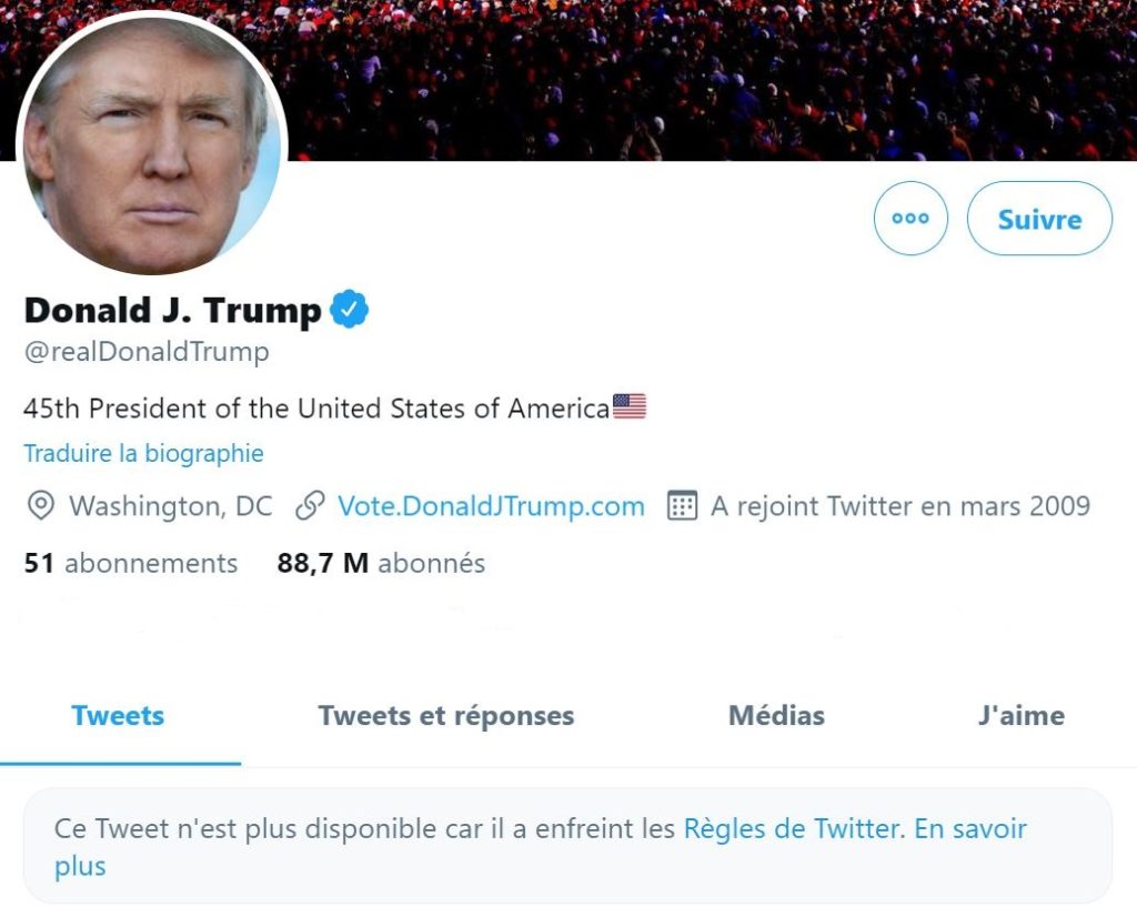 Donald Trump compte Twitter