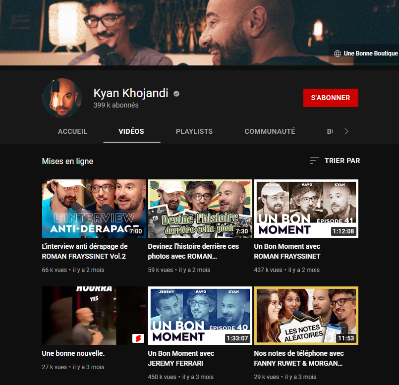La chaîne YouTube de Kyan Khojandi