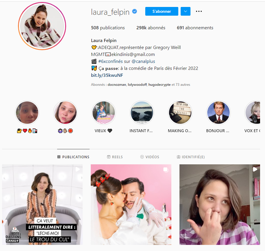 Le compte Instagram de Laura Felpin